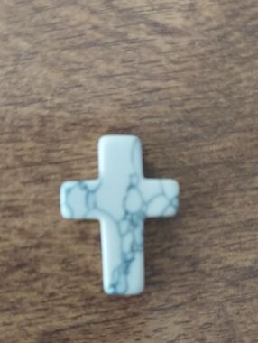 White Howlite Cross Pendant - Stone Cross Charm